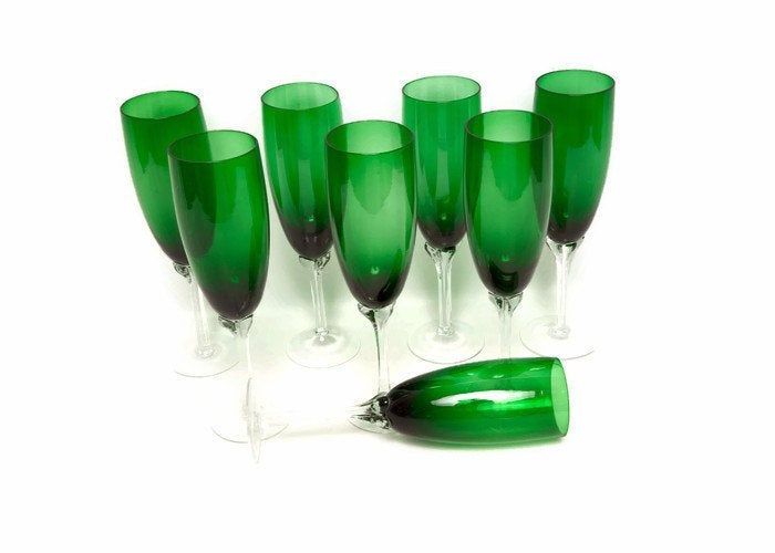 18th c green glass wine glass